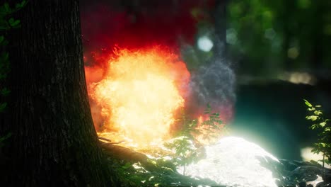 Wind-blowing-on-a-flaming-trees-during-a-forest-fire